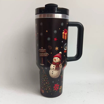 Christmas Snowman Black Tumbler