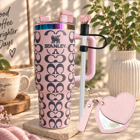 Pink Signature Pattern Tumbler Set
