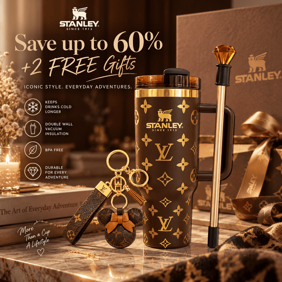 Chocolate Gold Luxury 40oz Tumbler