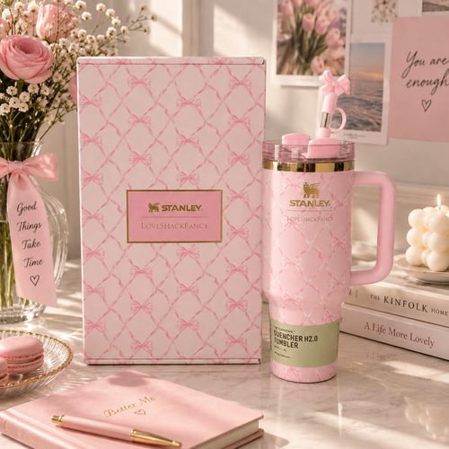 Pink Coquette Bow 40oz Tumbler Gift Set